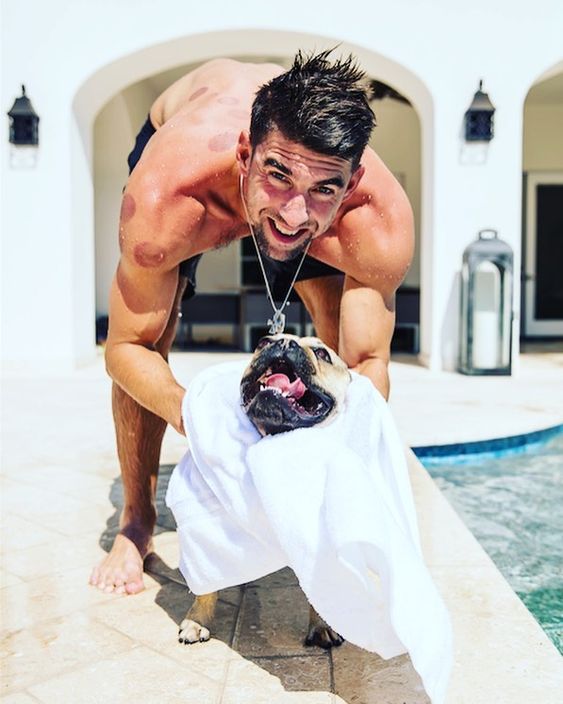 Celebrities with French Bulldogs Michael Phelps