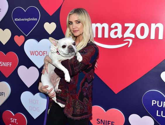 Celebrities with French Bulldogs Ashlee Simpson Ross