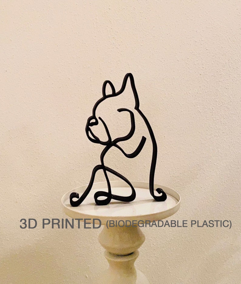 French Bulldog, Minimalist Art Plastic sculpture, most popular dog breeds, shelf home decor, tabletop figure, statue, 3D printed presents