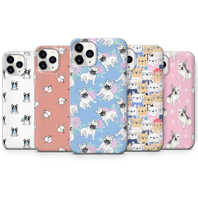 French bulldog pattern, cute buldog,french bullfog phone case cover fits for iphone 7 8 11 pro xr samsung