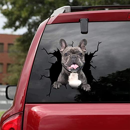 Ocean Gift French Bulldog Car Decals, Dog Car Stickers Pack of 2 - Realistic Frenchie Stickers for Car Windows, Walls Series 68 Size 8 x 8